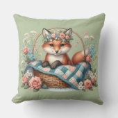 Blumenfox im Korb mit Quilt und Blume Kissen (Vorderseite)