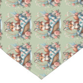 Blumenfox im Korb mit Quilt und Blume Kurzer Tischläufer (Ecke)