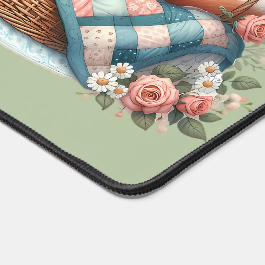 Blumenfox im Korb mit Quilt und Blume Schreibtischunterlage (Ecke)