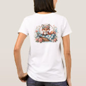 Blumenfox im Korb mit Quilt und Blume T-Shirt (Rückseite)