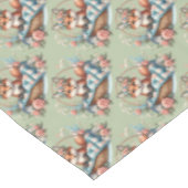 Blumenfox im Korb mit Quilt und Blume Tischdecke (Schrägansicht)