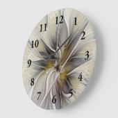 BlumenFraktal, Fantasie-Blume mit Erdfarben Große Wanduhr (Winkel)