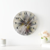 BlumenFraktal, Fantasie-Blume mit Erdfarben Große Wanduhr (Zuhause)