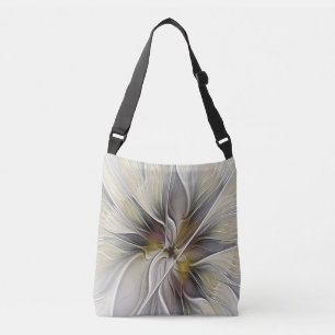 Blumenfraktal, Fantasieblume mit Erdtönen Tragetaschen Mit Langen Trägern