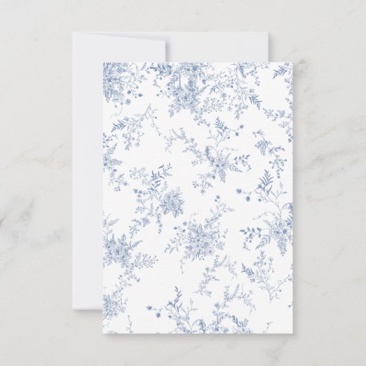 Blumenfranzösisch Blue Baby Dusche Dankeskarte (Rückseite)