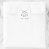 Blumenfranzösisch Rose Wappen Wedding Monogram Runder Aufkleber (Tasche)