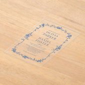 Blumenfranzösisch Viktorianisch Royal Blue Wedding Acryleinladungen (Ablage )