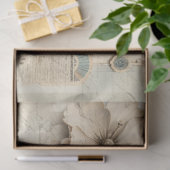 Blumenfranzösisch Vintag Blue Pink Ephemera Decoup Seidenpapier (Geschenk)