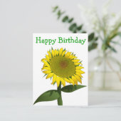 Blumenfrass Geburtstag Gelbe Sonnenblume Blume Postkarte (Stehend Vorderseite)