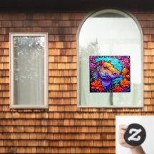 Blumenfrass Hippo Bunte Imitate gestanztes Glas