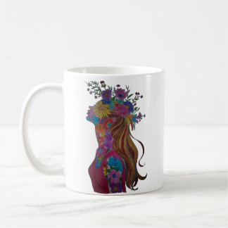 Blumenfrau Floral Silhouette Tasse