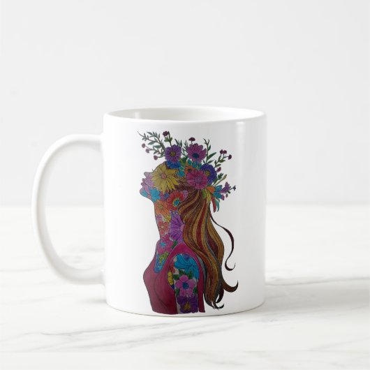 Blumenfrau Floral Silhouette Tasse (Links)