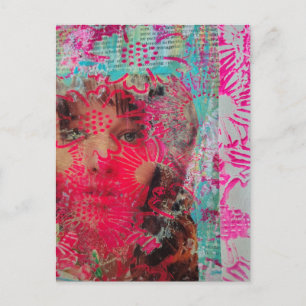 Blumenfrau Mixed Media Collage Postkarte