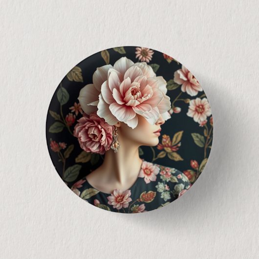 Blumenfrauen Kunst, Dichtung und Musik Button (Vorderseite)