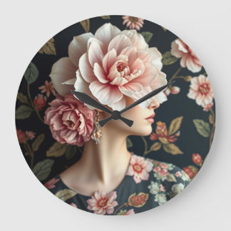 Blumenfrauen Kunst, Dichtung und Musik Große Wanduhr
