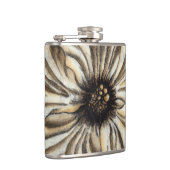 Blumenfresco auf Tan Hintergrund Flachmann (Rechts)