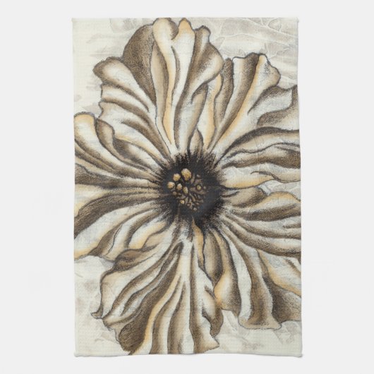 Blumenfresco auf Tan Hintergrund Handtuch (Vertikal)