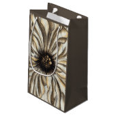 Blumenfresco auf Tan Hintergrund Kleine Geschenktüte (Rückseite Schrägansicht)
