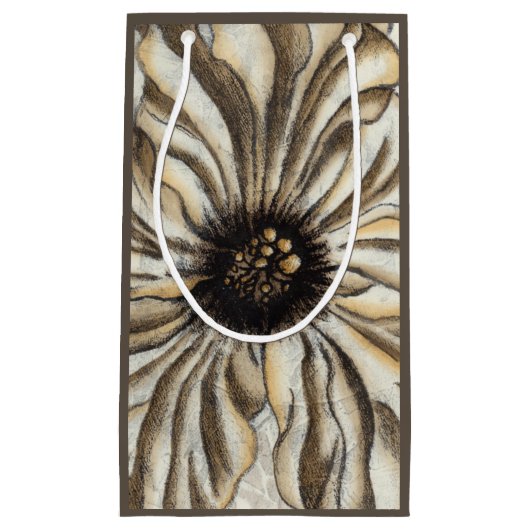 Blumenfresco auf Tan Hintergrund Kleine Geschenktüte (Vorderseite)
