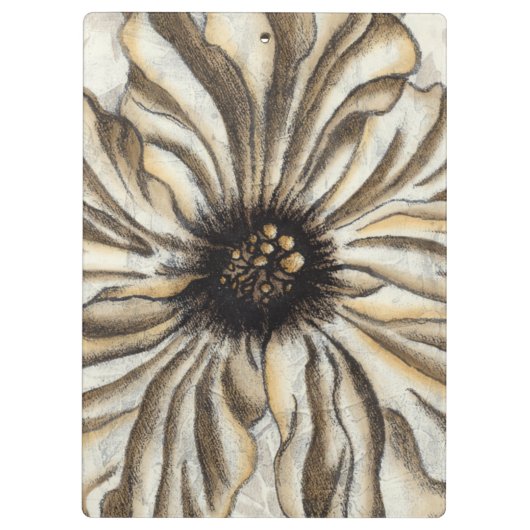 Blumenfresco auf Tan Hintergrund Klemmbrett (Rückseite)