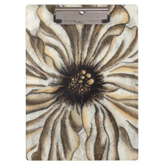Blumenfresco auf Tan Hintergrund Klemmbrett (Vorderseite)