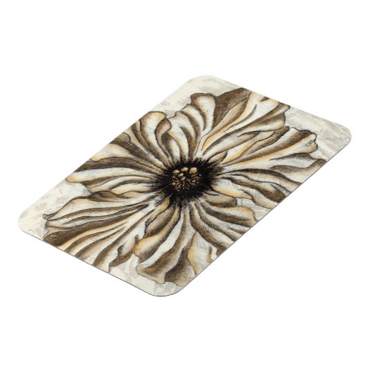 Blumenfresco auf Tan Hintergrund Magnet (Linke Seite)