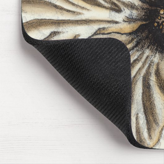 Blumenfresco auf Tan Hintergrund Mousepad (Ecke)