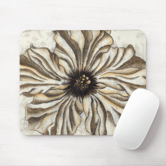 Blumenfresco auf Tan Hintergrund Mousepad (Mit Mouse)