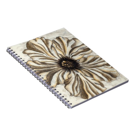 Blumenfresco auf Tan Hintergrund Notizblock (Rechte Seite)