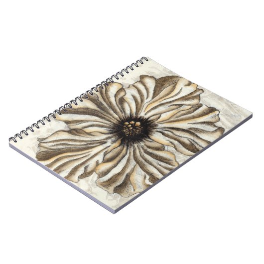 Blumenfresco auf Tan Hintergrund Notizblock (Linke Seite)