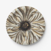 Blumenfresco auf Tan Hintergrund Pappteller (Vorderseite)