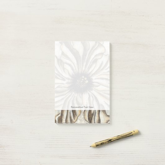 Blumenfresco auf Tan Hintergrund Post-it Klebezettel (Auf Schreibtisch)