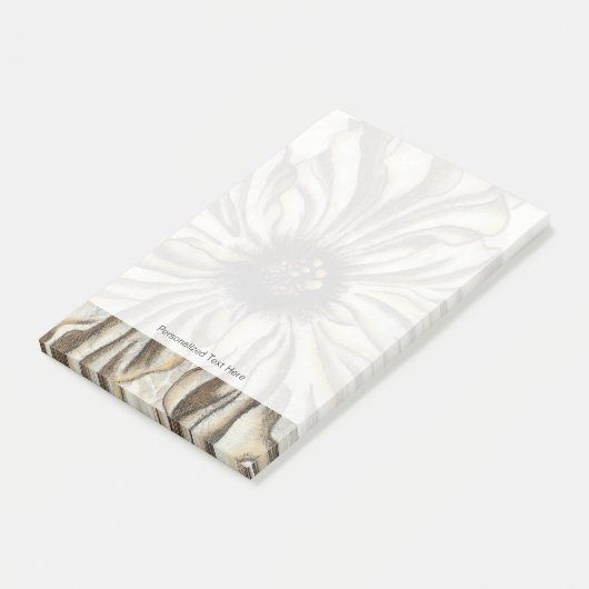 Blumenfresco auf Tan Hintergrund Post-it Klebezettel (angewinkelt)