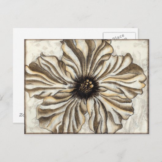 Blumenfresco auf Tan Hintergrund Postkarte (Vorne/Hinten)