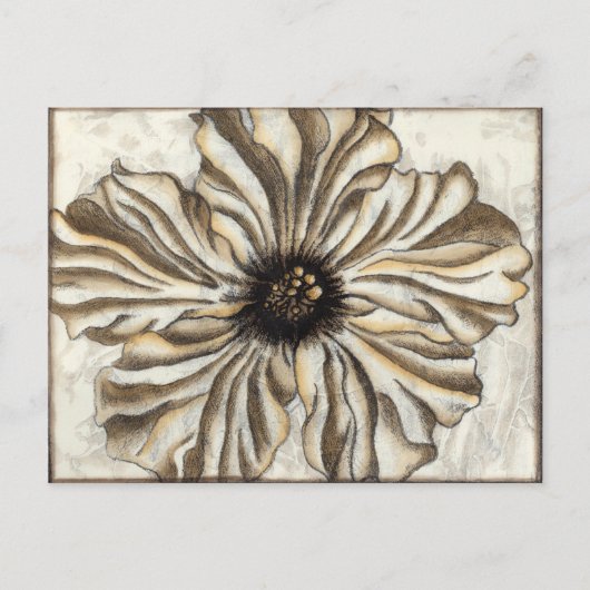 Blumenfresco auf Tan Hintergrund Postkarte (Vorderseite)