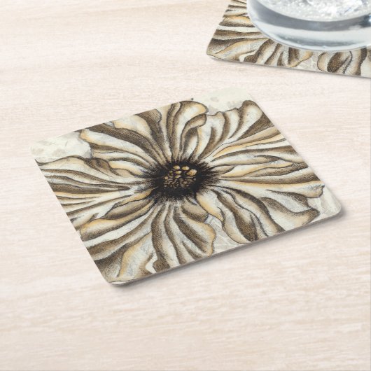 Blumenfresco auf Tan Hintergrund Rechteckiger Pappuntersetzer (angewinkelt)