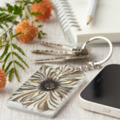 Blumenfresco auf Tan Hintergrund Schlüsselanhänger (Vorderseite rechts)