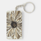 Blumenfresco auf Tan Hintergrund Schlüsselanhänger (Rückseite)