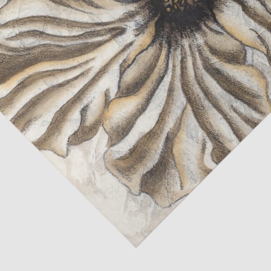 Blumenfresco auf Tan Hintergrund Seidenpapier (Ausschnitt)