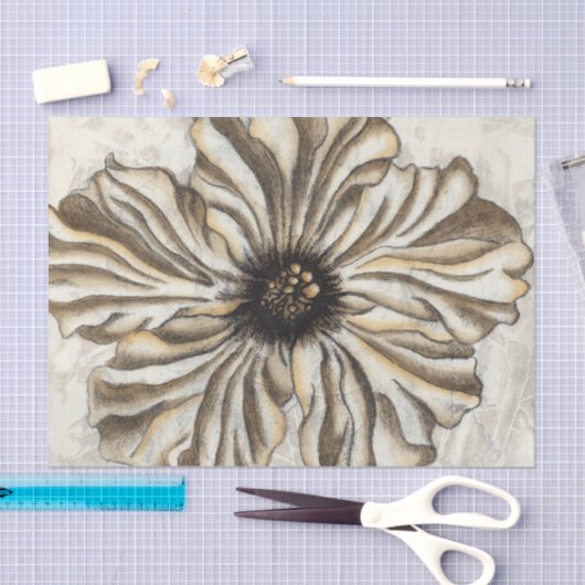 Blumenfresco auf Tan Hintergrund Seidenpapier (Handwerk)
