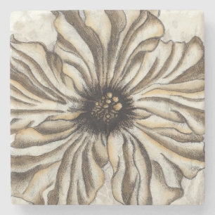 Blumenfresco auf Tan Hintergrund Steinuntersetzer