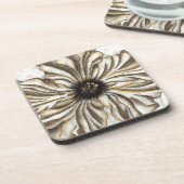 Blumenfresco auf Tan Hintergrund Untersetzer (Linke Seite)