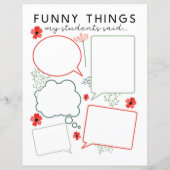 Blumenfreude, Dinge, die meine Schüler sagten (Rückseite)