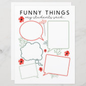 Blumenfreude, Dinge, die meine Schüler sagten (Vorne/Hinten)