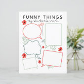 Blumenfreude, Dinge, die meine Schüler sagten (Stehend Vorderseite)