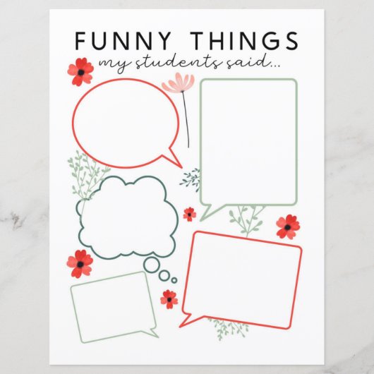 Blumenfreude, Dinge, die meine Schüler sagten (Vorderseite)