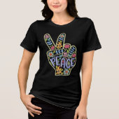 Blumenfriedenssigne T - Shirt - farbenfrohe Hippie (Vorderseite)