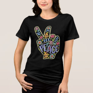 Blumenfriedenssigne T - Shirt - farbenfrohe Hippie