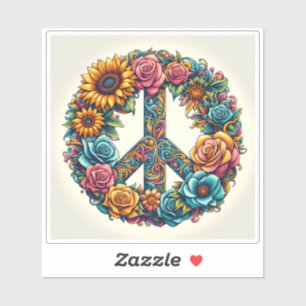 Blumenfriedensymbol-Design feiert Harmonie Aufkleber