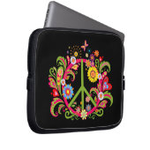 Blumenfriedenszeichen auf schwarz laptopschutzhülle (Vorne Rechts)